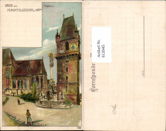 612045,seltene Künstler Lithographie Gruß aus Perchtoldsdorf sign. Rosenberger