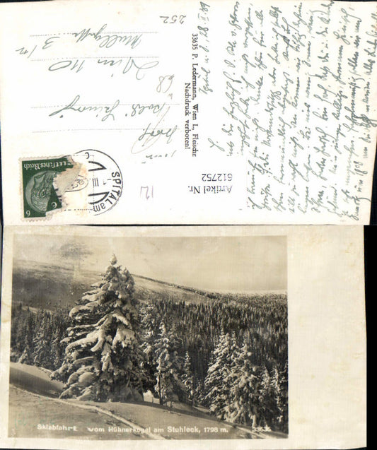 612752,Foto Ak Weyer Skiabfahrt v. Hühnerkogel a. Stuhleck Winteransicht