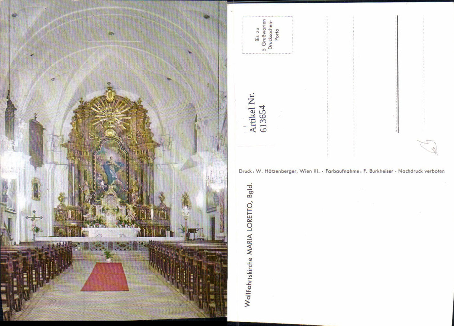 613654,Loretto Wallfahrtskirche Maria Loretto Innenansicht Altar