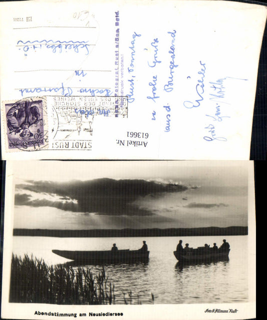613661,Foto Ak Abendstimmung a. Neusiedlersee Boote Rust pub Karl Allmann