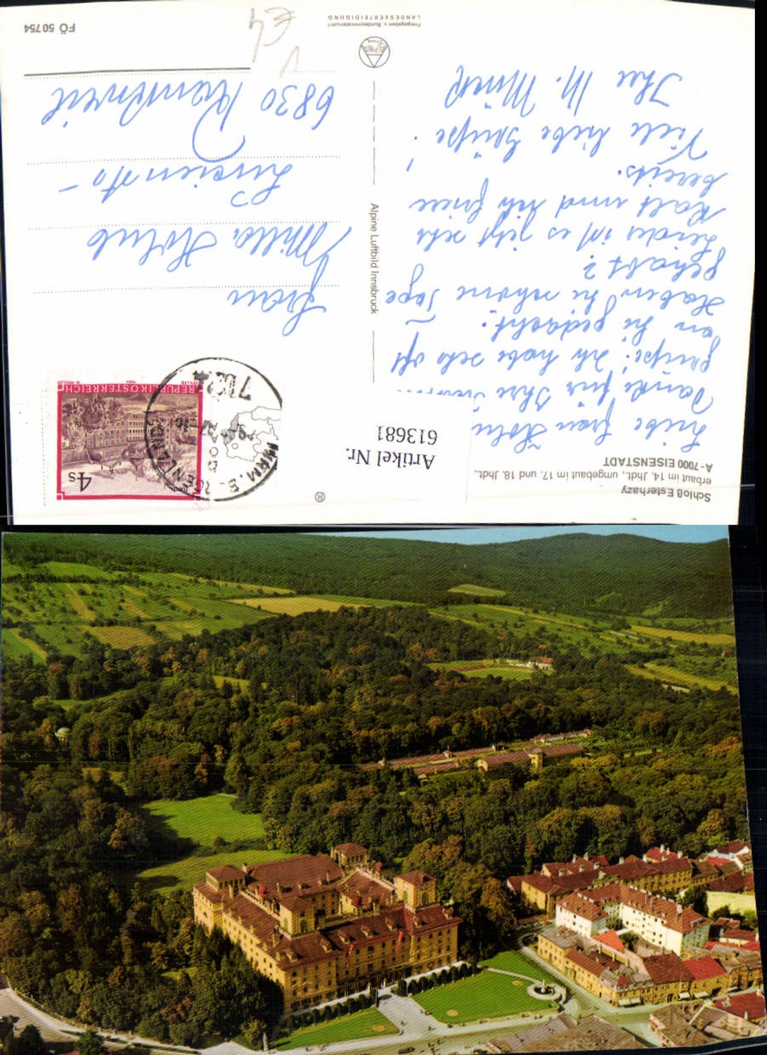 613681,Eisenstadt Schloss Esterhazy pub Alpine Luftbild FÖ 50754
