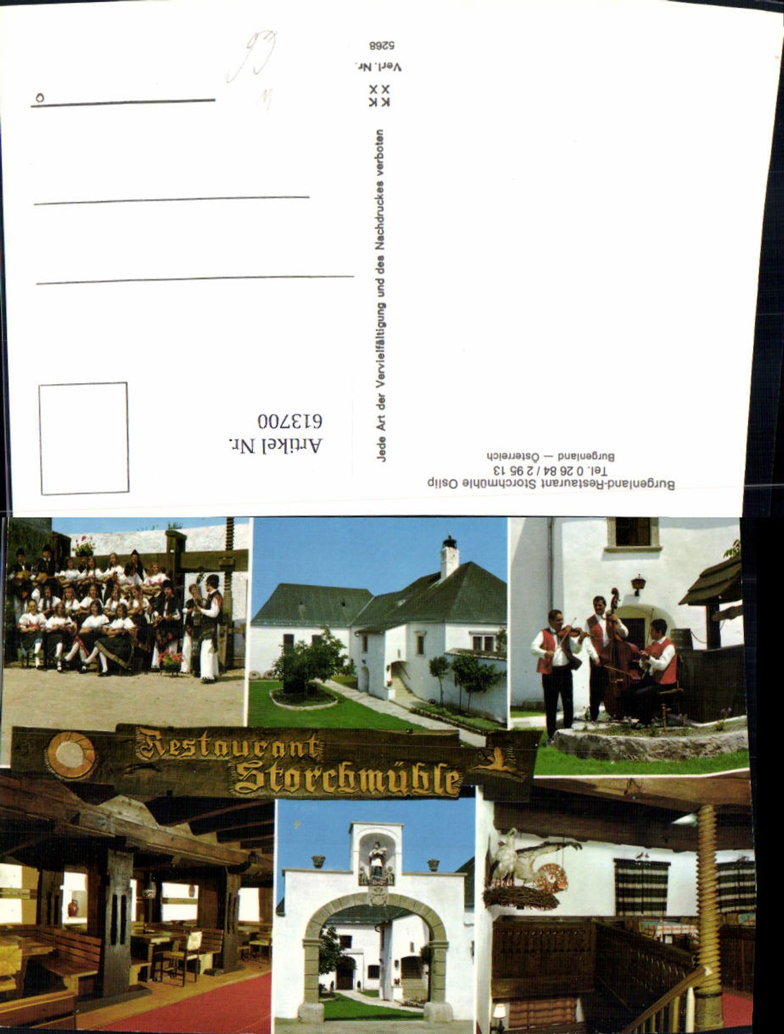 613700,Mehrbild Ak Oslip Restaurant Storchmühle Musik Burgenländer Tracht