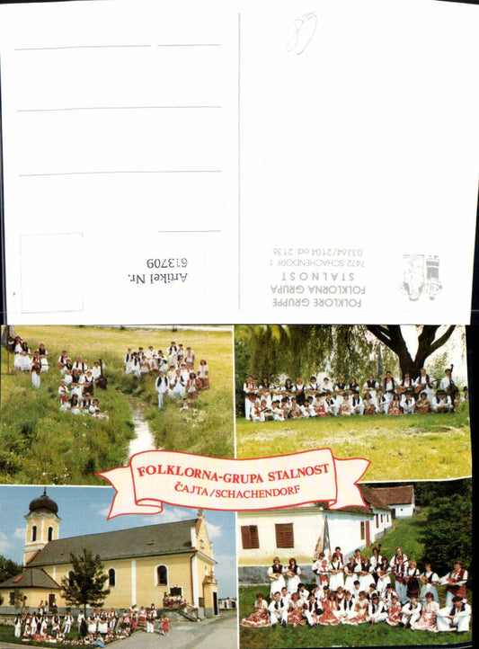 613709,Mehrbild Ak Schachendorf Folklore Gruppe Folklorna Grupa Kirche Tracht Volkstypen