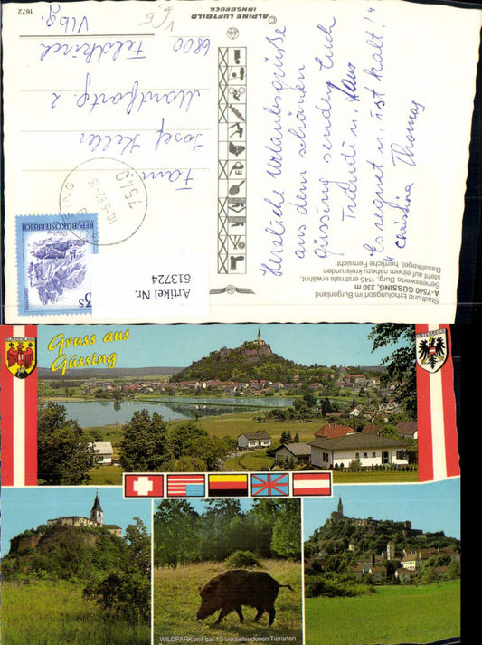 613724,Mehrbild Ak Güssing Burg Basaltkegel Wildpark Wildschein pub Alpine Luftbild 1672