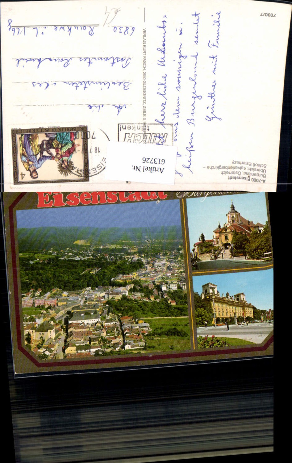 613726,Mehrbild Ak Eisenstadt Übersicht Kalvarienbergkirche Schloss Esterhazy