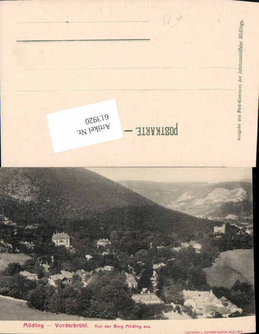 613920,Mödling Vorderbrühl bei Wien von der Burg Mödling aus 1900