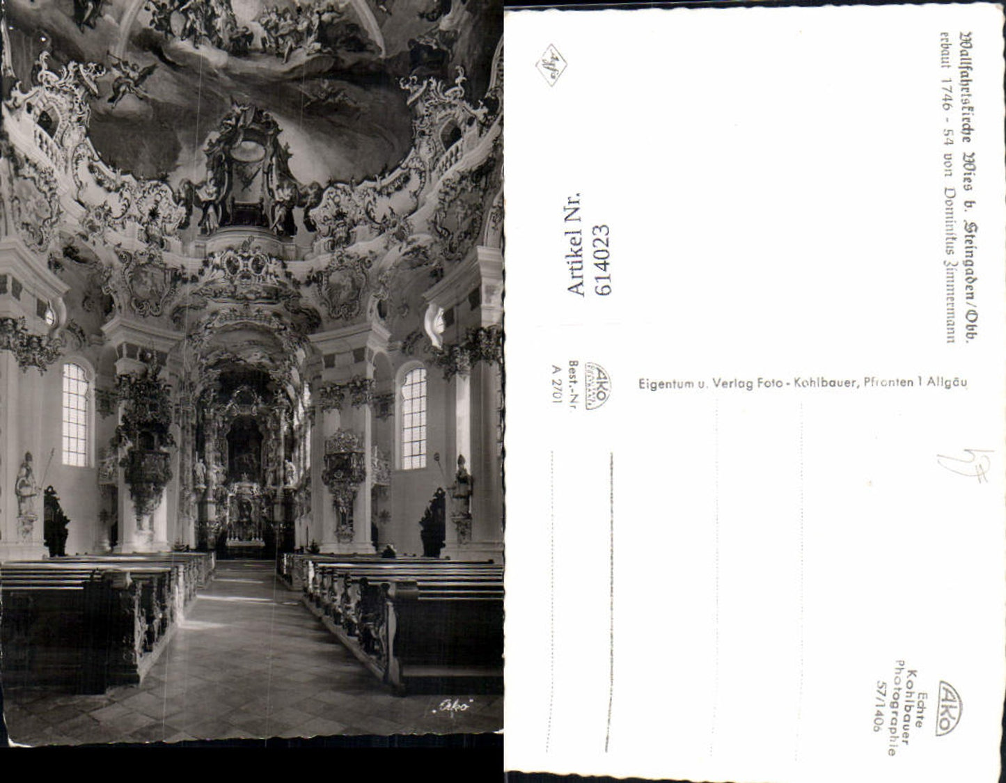 614023,Foto Ak Wallfahrtskirche Wies b. Steingaden Oberbayern Kirche Innenansicht