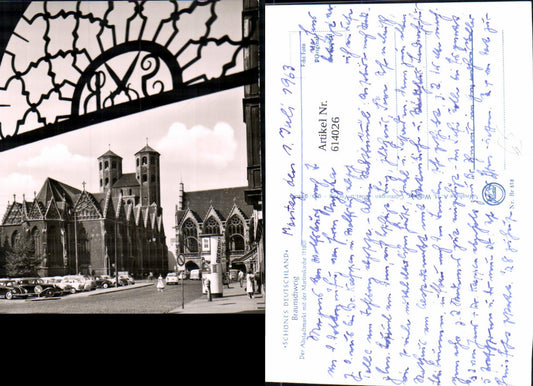 614026,Foto Ak Braunschweig Altstadtmarkt m. d. Martinikirche Kirche VW Käfer