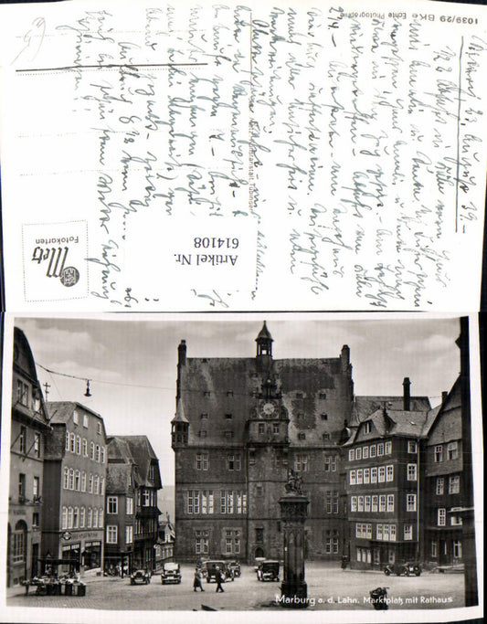 614108,Foto Ak Marburg a. d. Lahn Marktplatz m. Rathaus Automobile Oldtimer