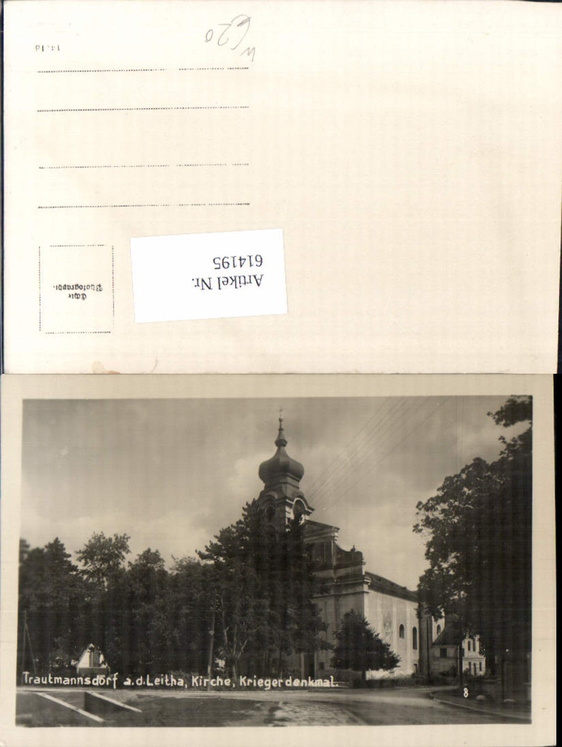 614195,seltene Foto-AK Trautmannsdorf an der Leitha Kirche Kriegerdenkmal