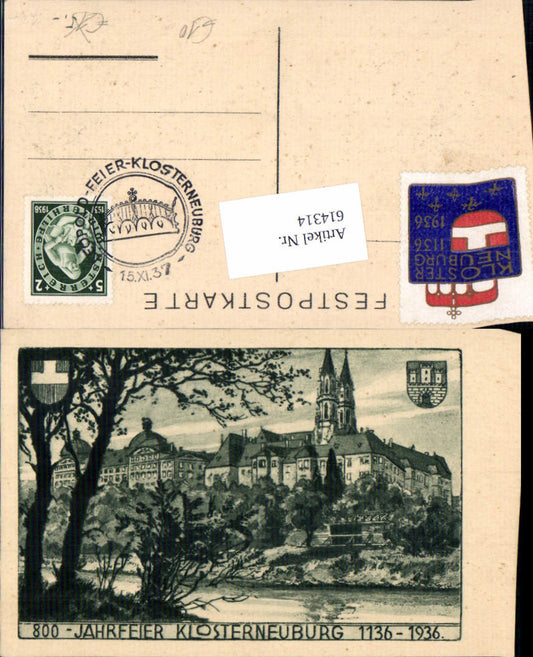 614314,Künstler AK Klosterneuburg 800 Jahrfeier 1936 Sonderstempel