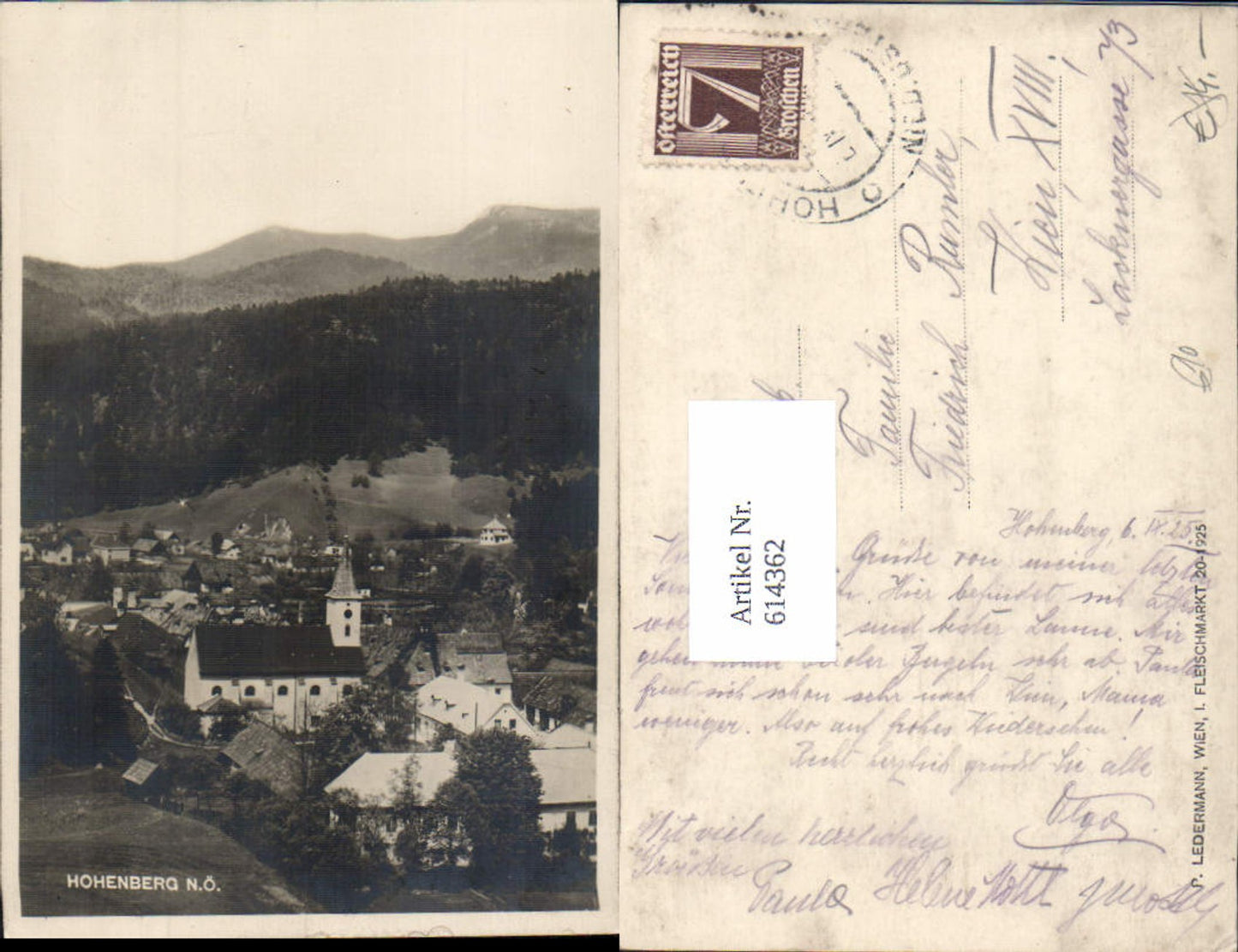 614362,Foto-AK Hohenberg bei Lilienfeld 1925