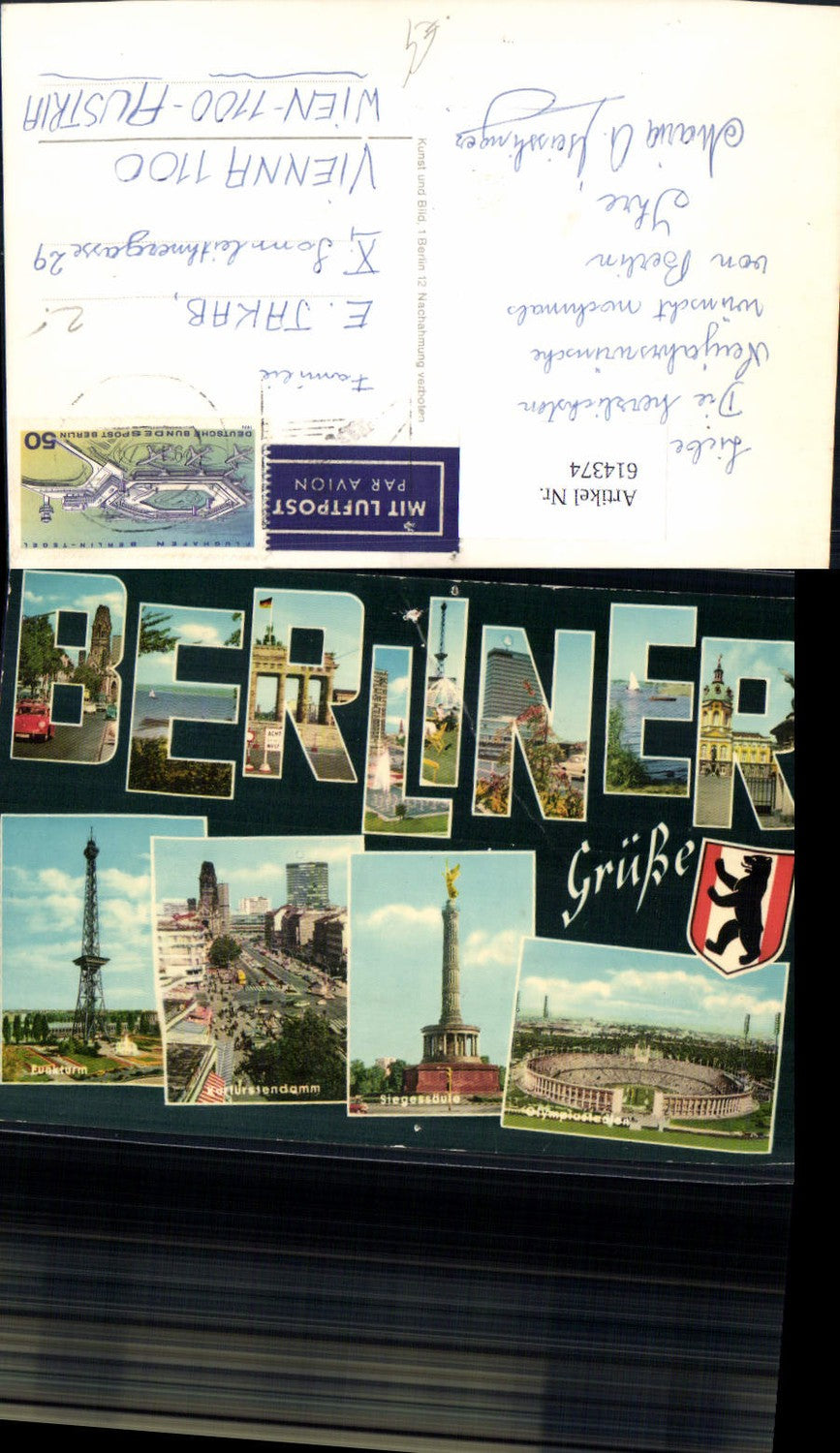 614374,Mehrbild Ak Berlin Berliner Bär Funkturm Kurfürstendamm Siegessäule