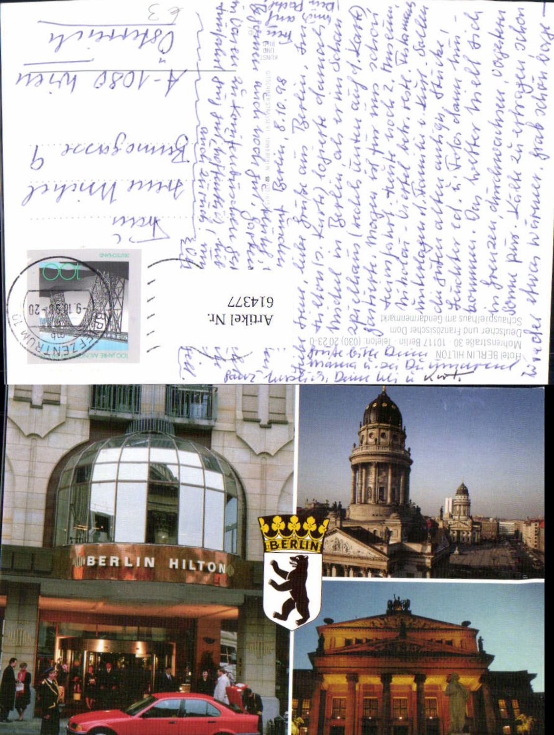 614377,Mehrbild Ak Berlin Hotel Berlin Hilton Schauspielhaus Gendarmenmarkt Französischer Dom