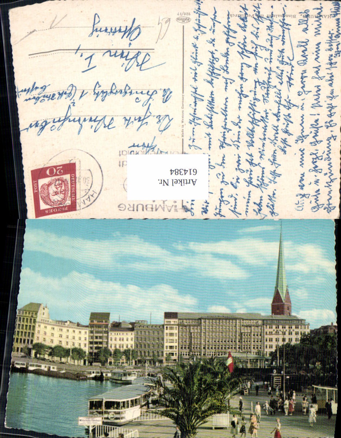 614384,Hamburg Binnenalster m. Petrikirche Kirche Schiffe