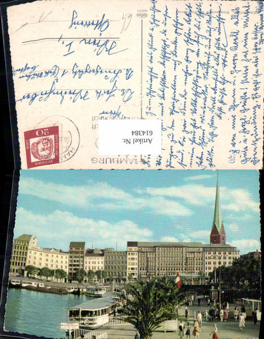 614384,Hamburg Binnenalster m. Petrikirche Kirche Schiffe