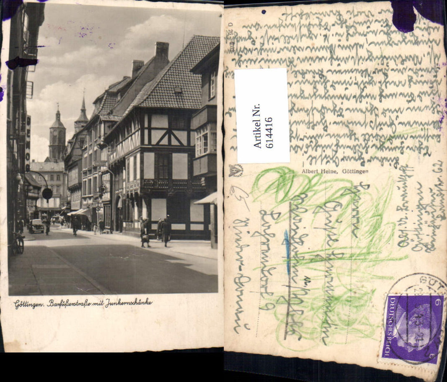 614416,Foto Ak Göttingen Barfüßerstraße m. Junkernschänke