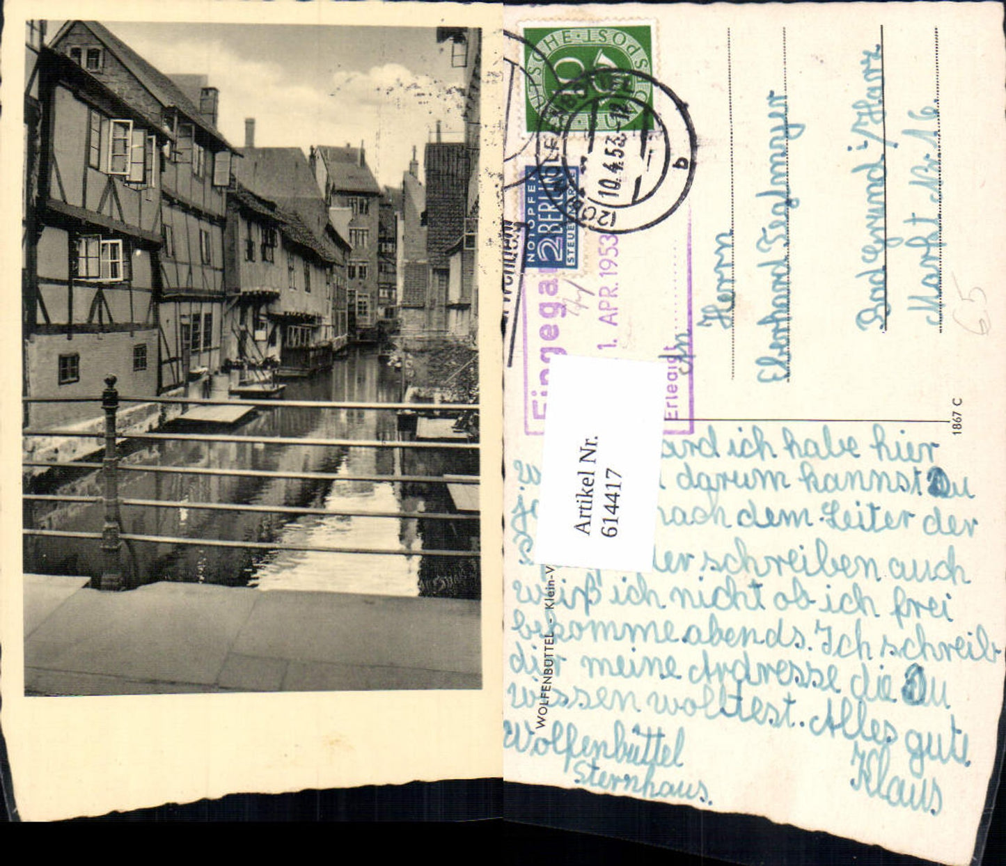 614417,Foto Ak Wolfenbüttel Klein-Venedig Kanal Brücke