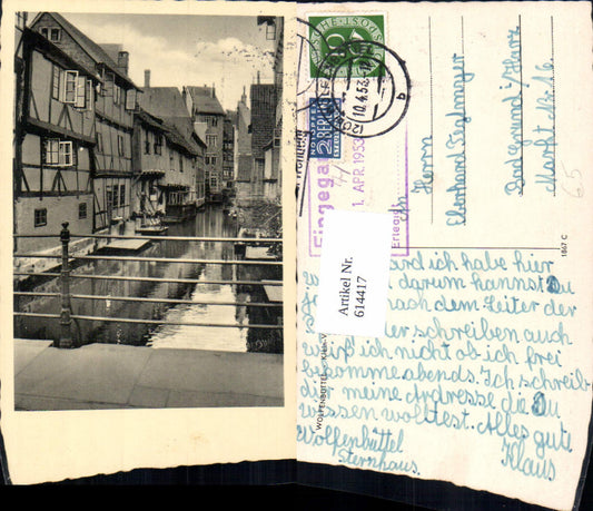 614417,Foto Ak Wolfenbüttel Klein-Venedig Kanal Brücke