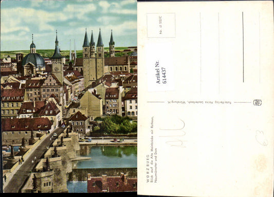614437, Würzburg View of the Old Main Bridge with Neumünster Town Hall and Cathedral