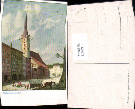 614439,Künstler Ak K. Hofmann Wasserburg a. Inn Kutsche
