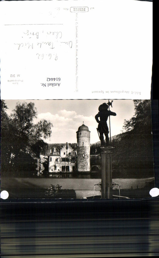 614442,Foto Ak Mespelbrunn Schloss Mespelbrunn i. Spessart Statue