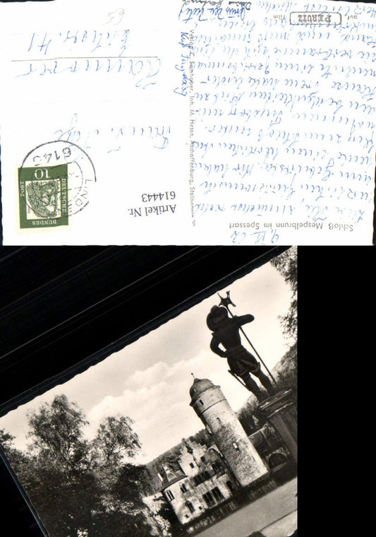 614443,Foto Ak Mespelbrunn Schloss Mespelbrunn i. Spessart Statue