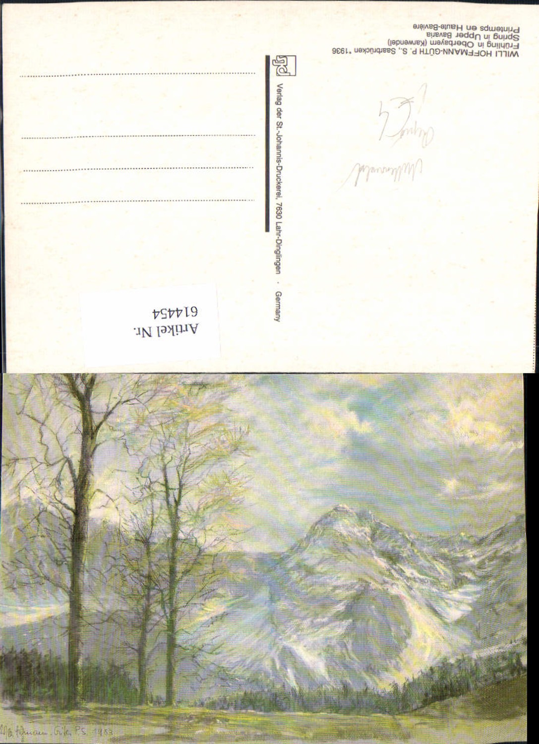 614454, Artist Repro Willi Hofmann-Güth Spring in Upper Bavaria Karwendel Mittenwald