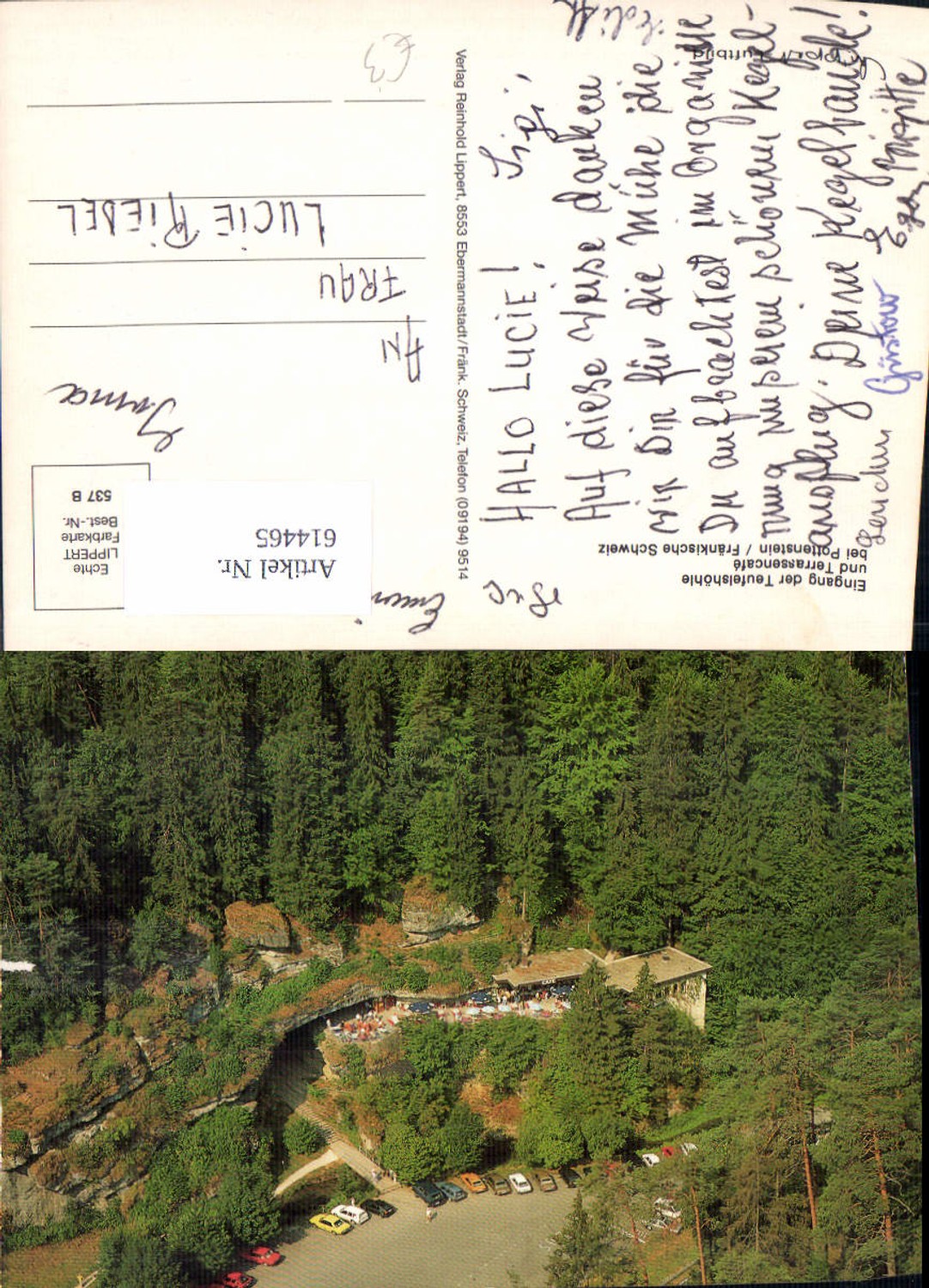 614465, Entrance to the Devil's Cave and terrace café near Pottenstein, Franconian Switzerland