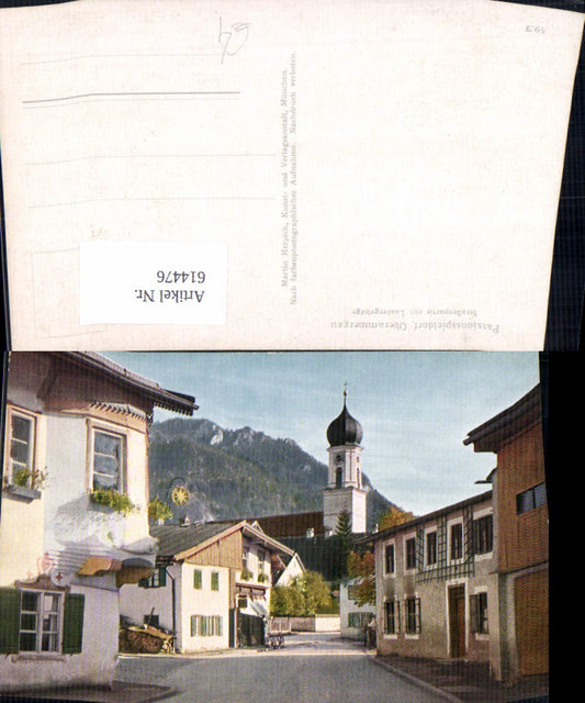 614476, Passion Play Village Oberammergau, street scene with Laaber Mountains