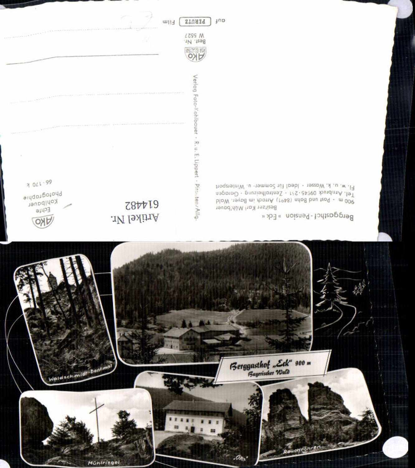 614482,Multi-image Ak Arrach Berggasthof Eck Bayerischer Wald Mühlriegel Waldschmidt-Denkmal