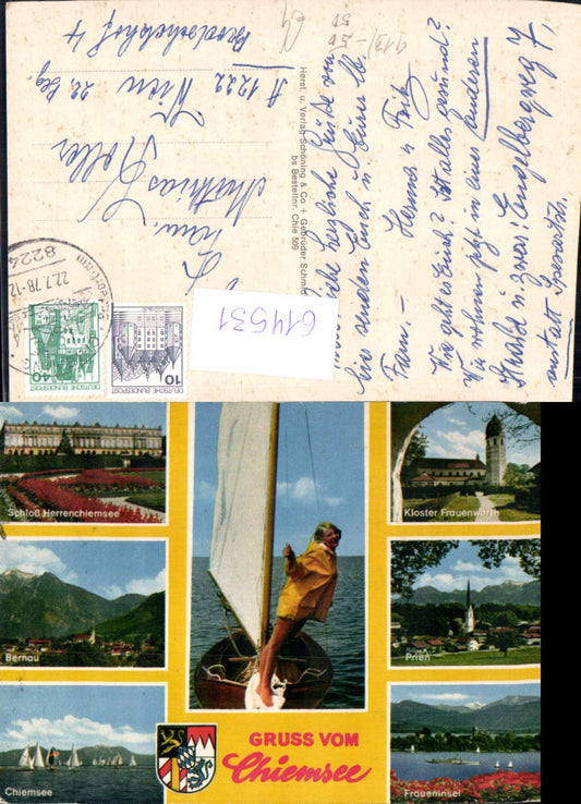 614531, Multi-image Ak Chiemsee Herrenchiemsee Palace Bernau Prien Frauenwörth Monastery Sailing Sailboat