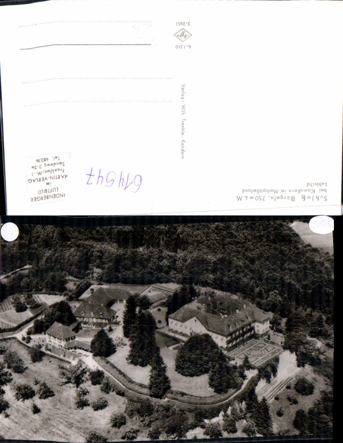 614547,Luftbild Schloss Bürgeln b. Kandern
