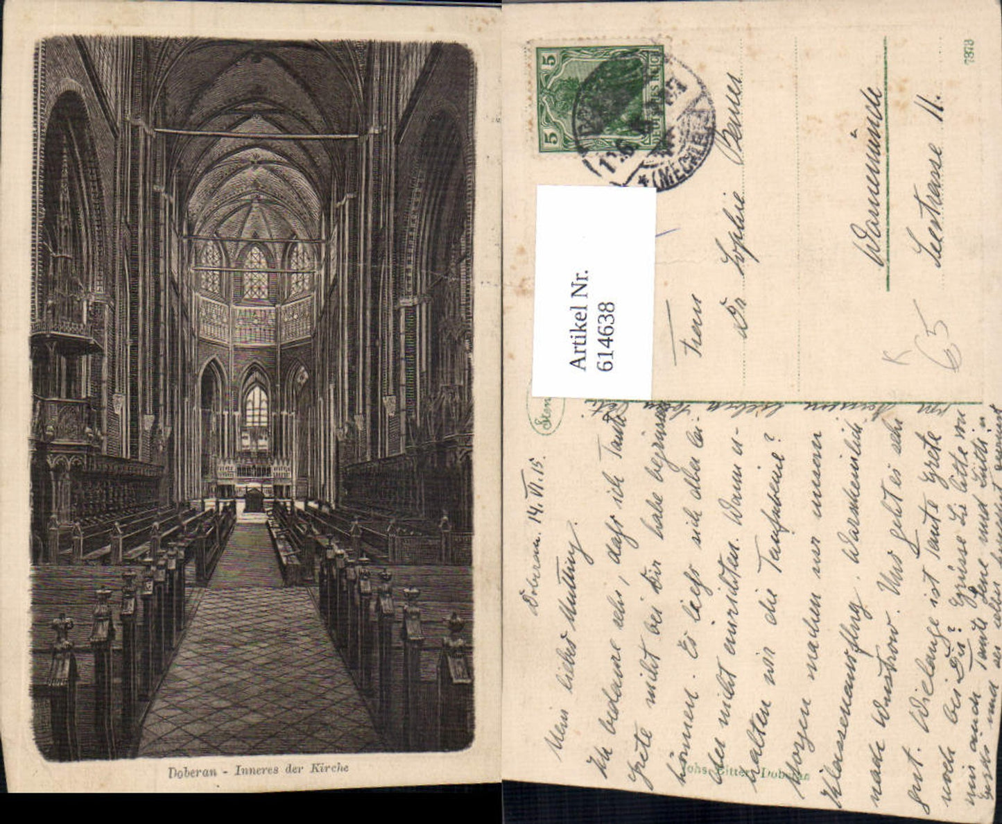 614638,Künstler Ak Bad Doberan Inneres d. Kirche