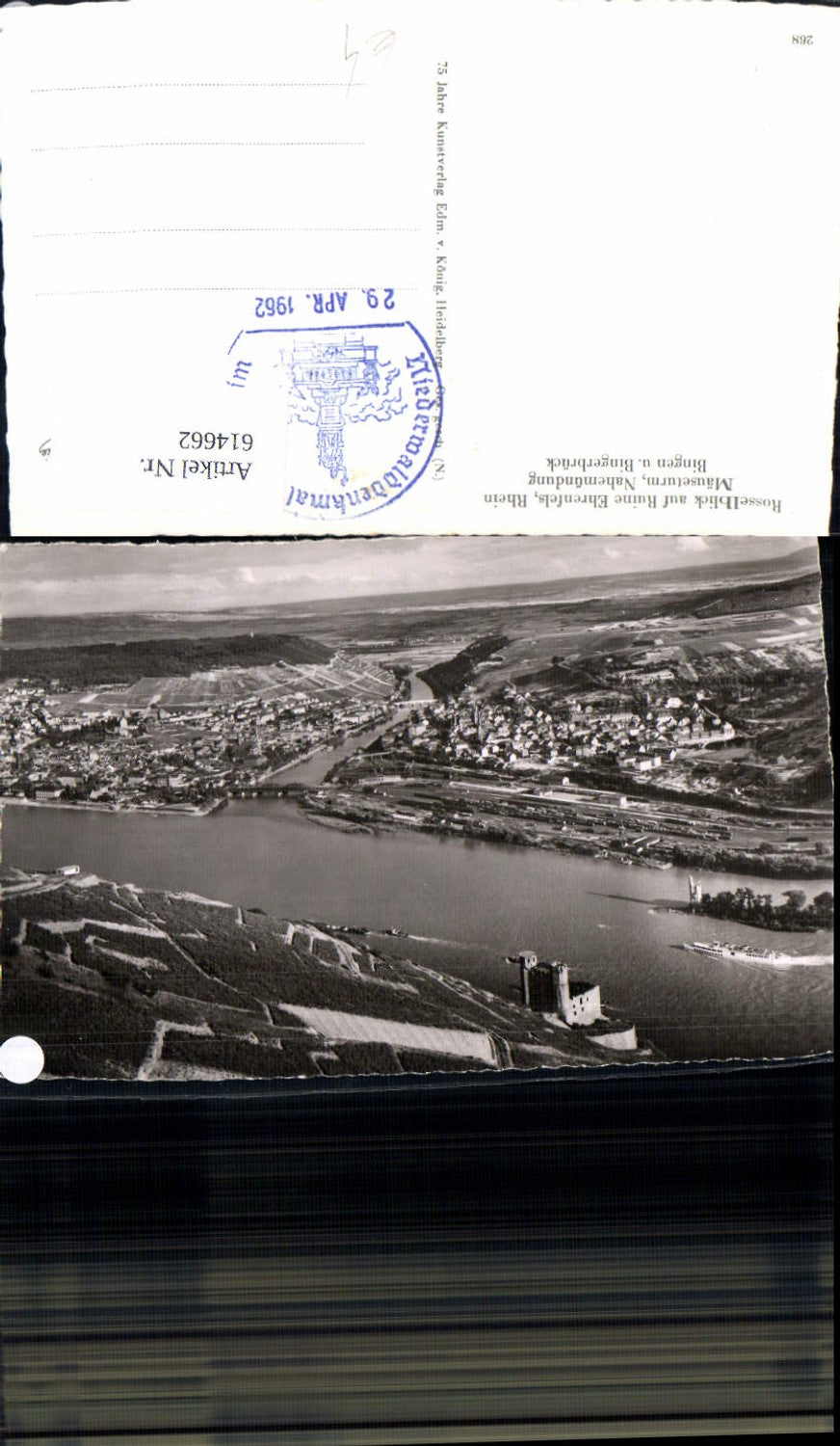 614662,Foto Ak Rosselblick auf Ruine Ehrenfels Rhein Mäuseturm Nahemündung Bingen u. Bingerbrück