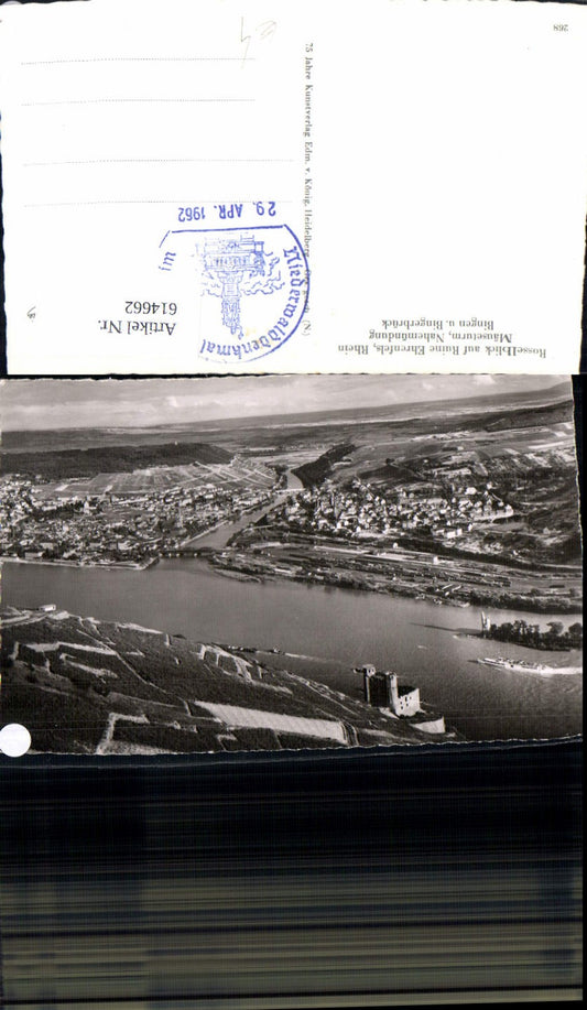 614662,Foto Ak Rosselblick auf Ruine Ehrenfels Rhein Mäuseturm Nahemündung Bingen u. Bingerbrück