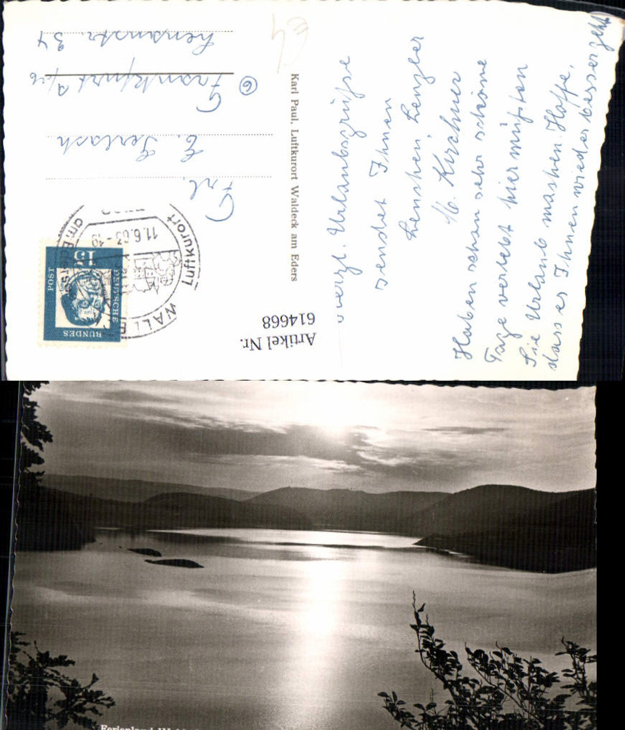 614668,Foto Ak Ferienland Waldeck a. Edersee Abendstimmung