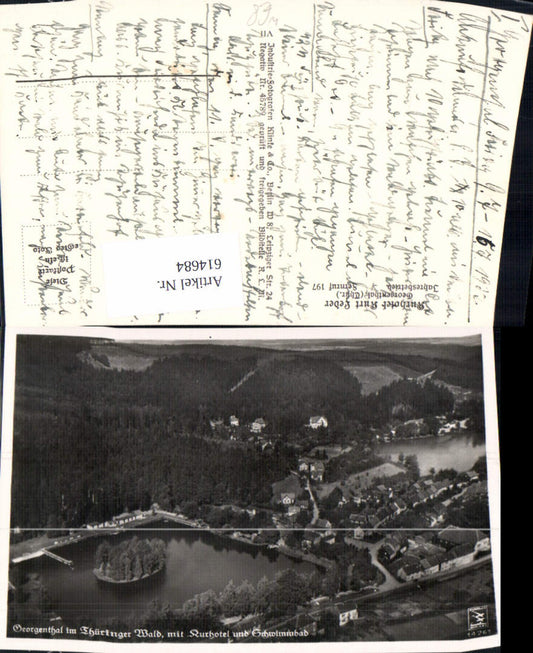 614684, Aerial photograph of Georgenthal in the Thuringian Forest with spa hotel and swimming pool