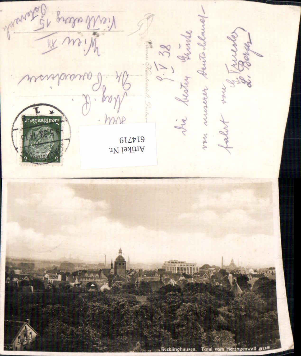 614719,Foto Ak Recklinghausen Total v. Herzogenwall aus