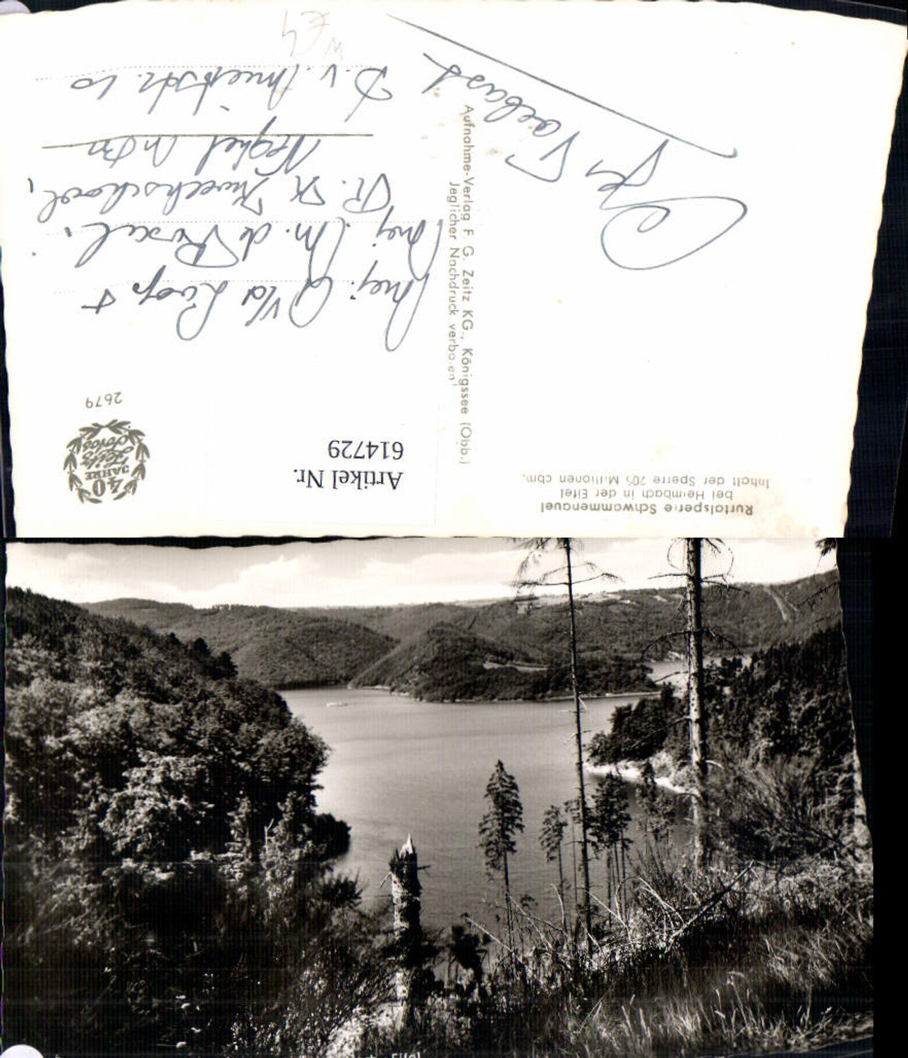 614729,Foto Ak Rurtalsperre Schwammenauel b. Heimbach Eifel Simmerath Talsperre