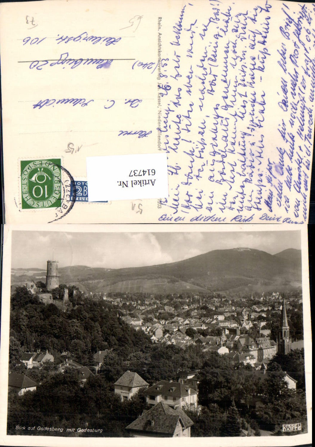 614737,Blick a. Godesberg m. Godesburg