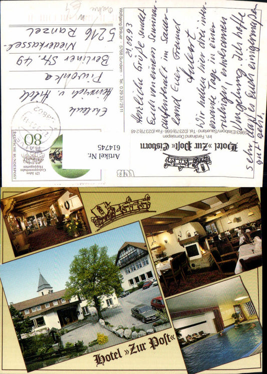 614745,Mehrbild Ak Balve Eisborn Sauerland Hotel Zur Post Eisborn