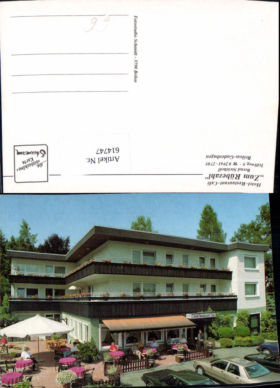 614747,Brilon Gudenhagen Hotel Restaurant Zum Rübezahl