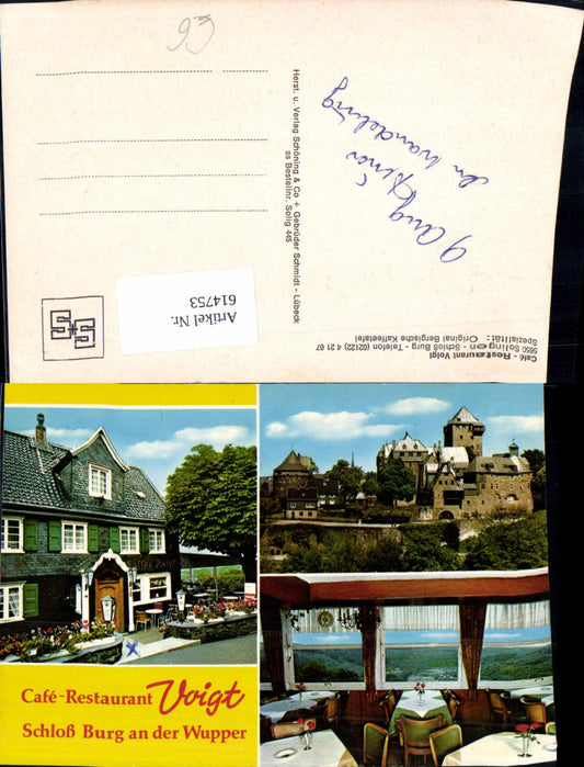 614753,Mehrbild Ak Solingen Cafe Restaurant Voigt
