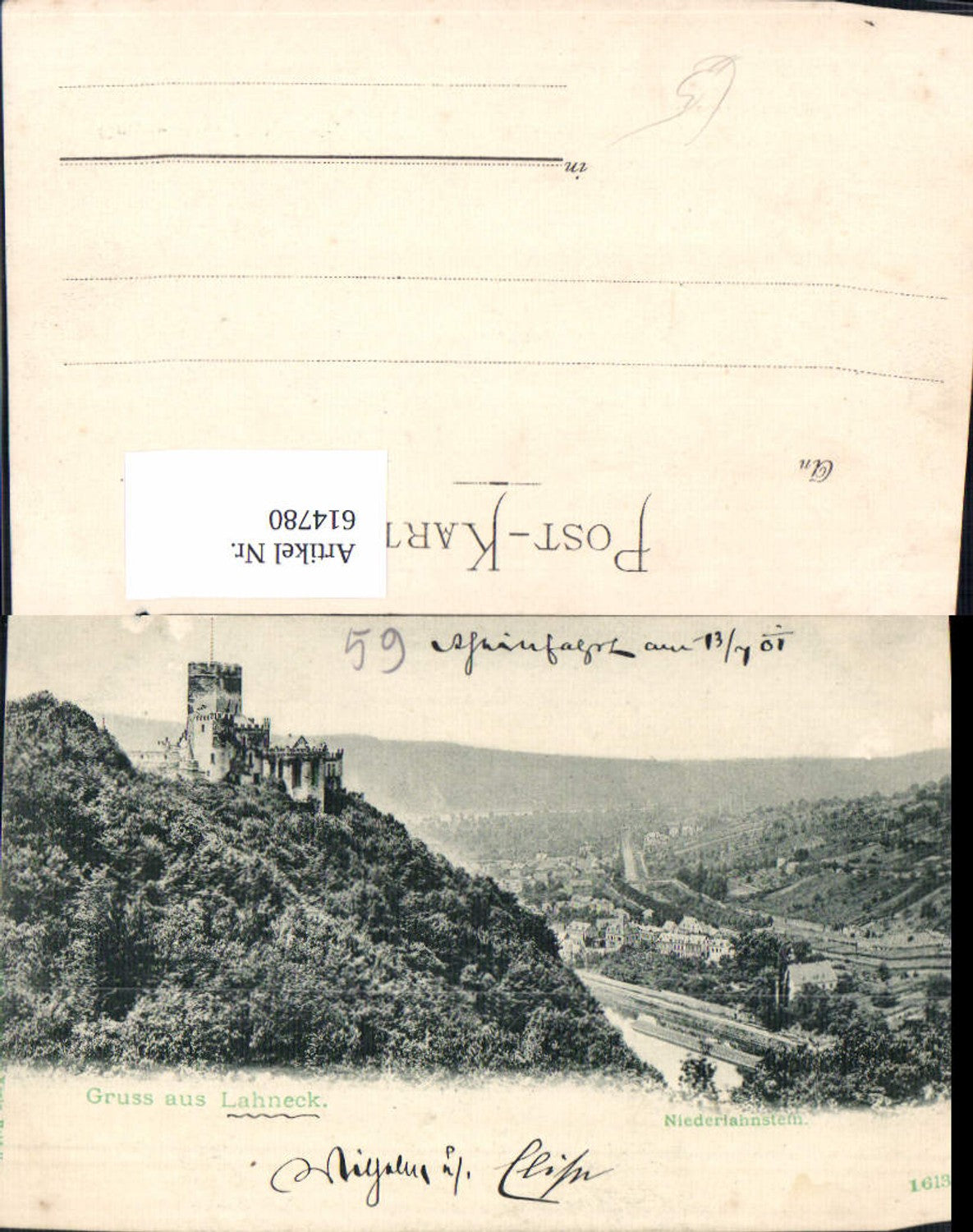 614780,Litho Lahneck Niederlahnstein 1901