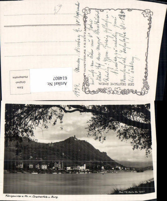 614807,Foto Ak Königswinter a. Rhein m. Drachenfels u. Burg