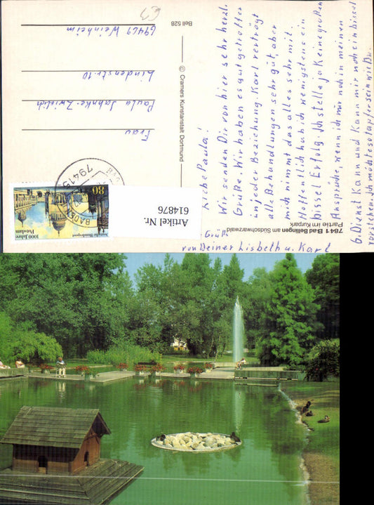 614876, Bad Bellingen in the Southern Black Forest, section in the spa park, duck fountain