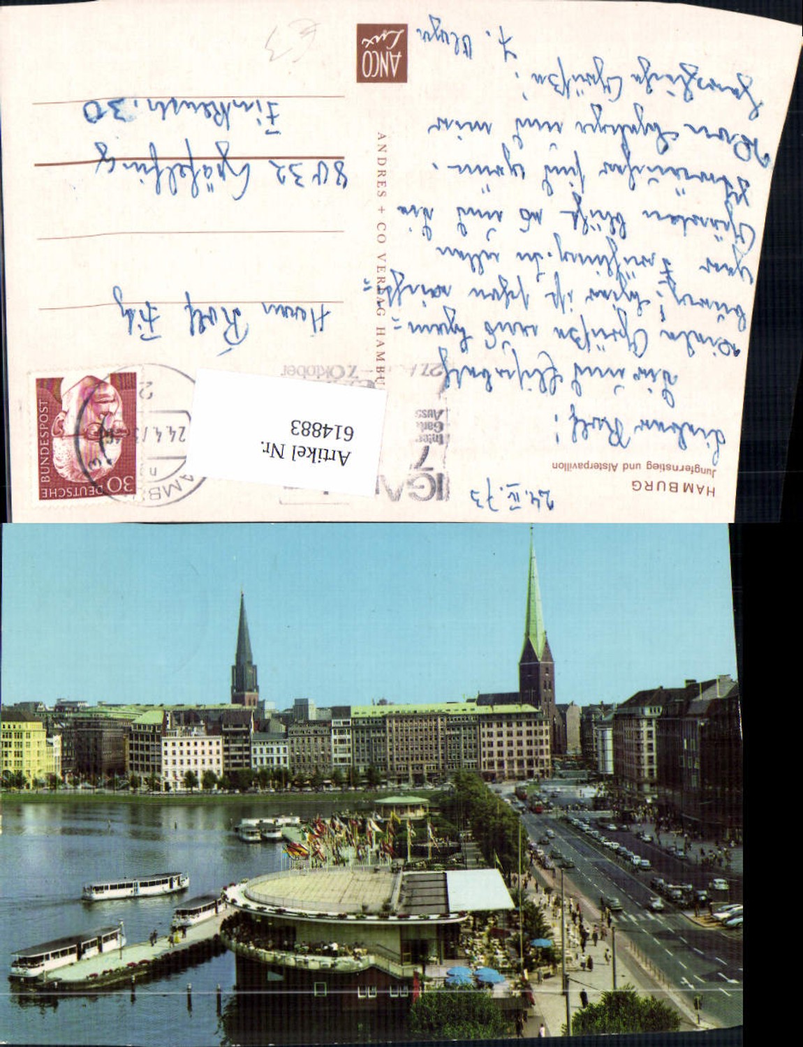 614883,Hamburg Jungfernstieg u. Alsterpavillon