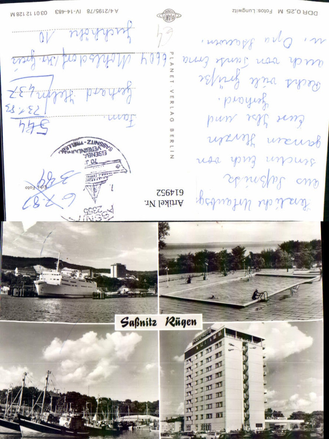 614952,Mehrbild Ak Sassnitz Rügen Schiff Dampfer Schwimmbad Hafen Rügen-Hotel