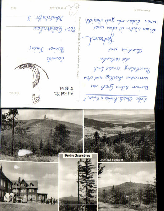 614954, Multi-image postcard, Großer Inselsberg view towards Brotterode, Tabarz, Thuringian Forest